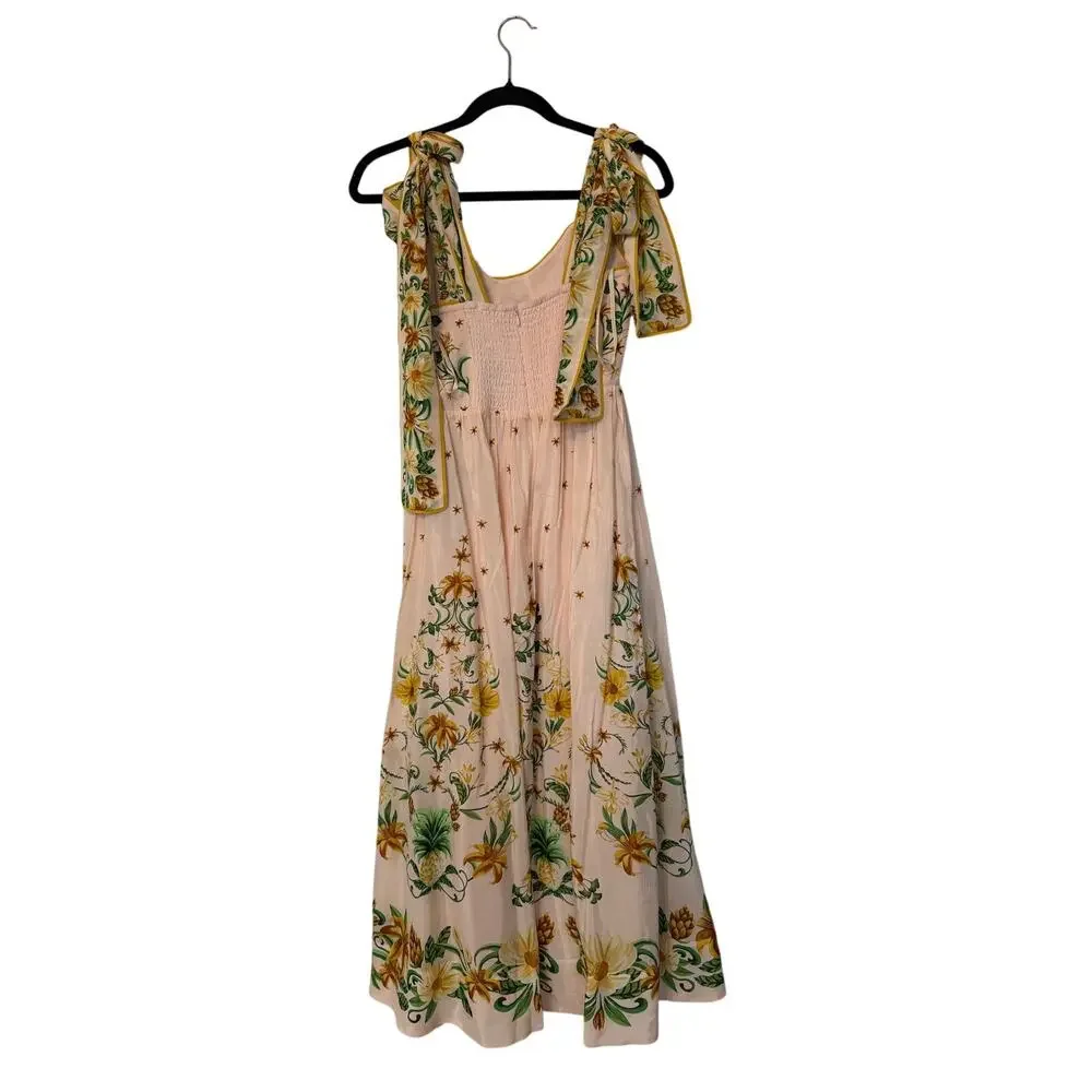 NWT Farm Rio Pink Botanical Beauty Shoulder Bow midi dress - Picture 5 of 7